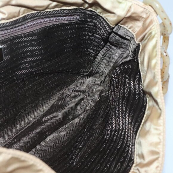 PRADA Chain Shoulder Bag Nylon Beige Auth th6074 - Picture 11 of 16